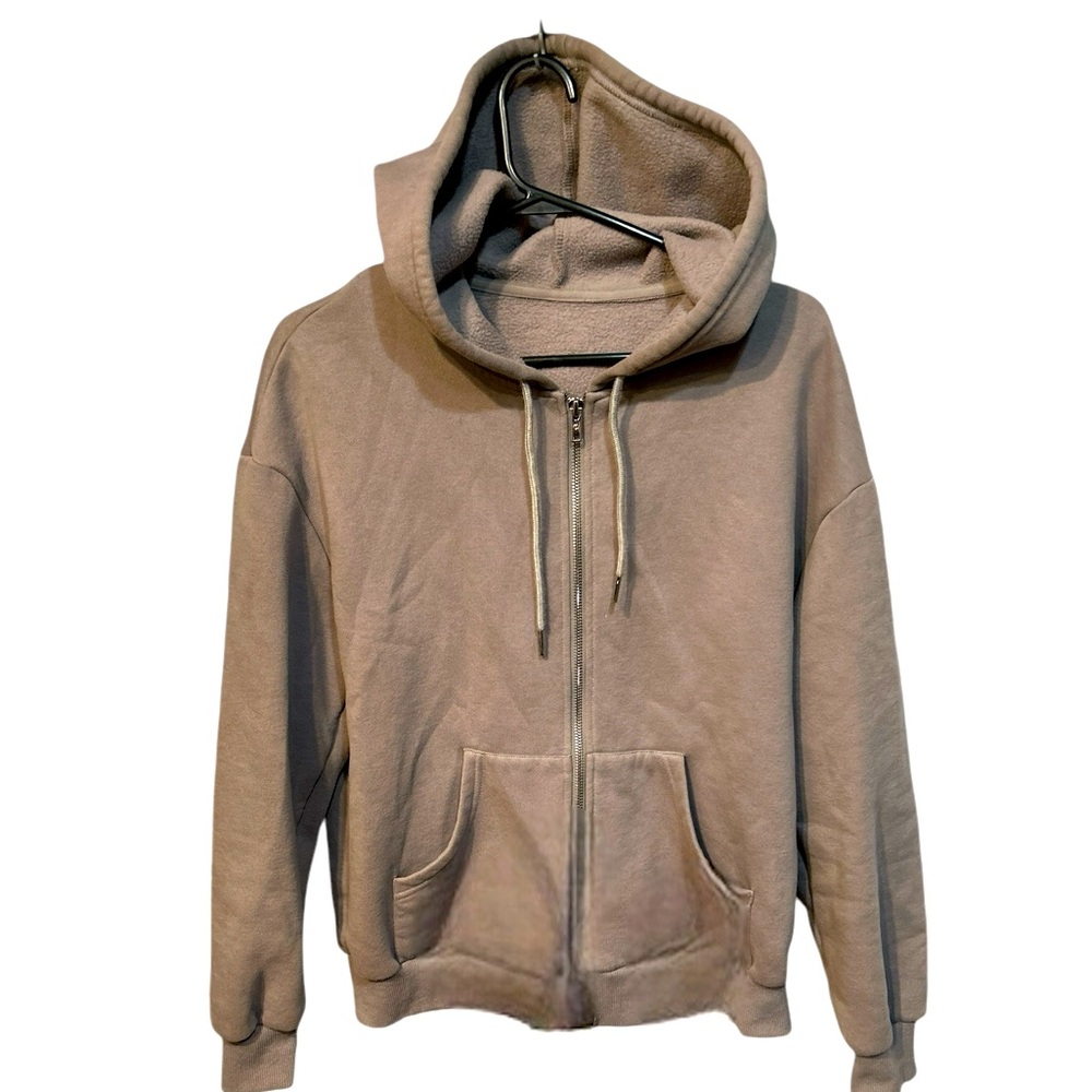 Shein Taupe/Khaki Zip Up Hoodie size 4 (Small)